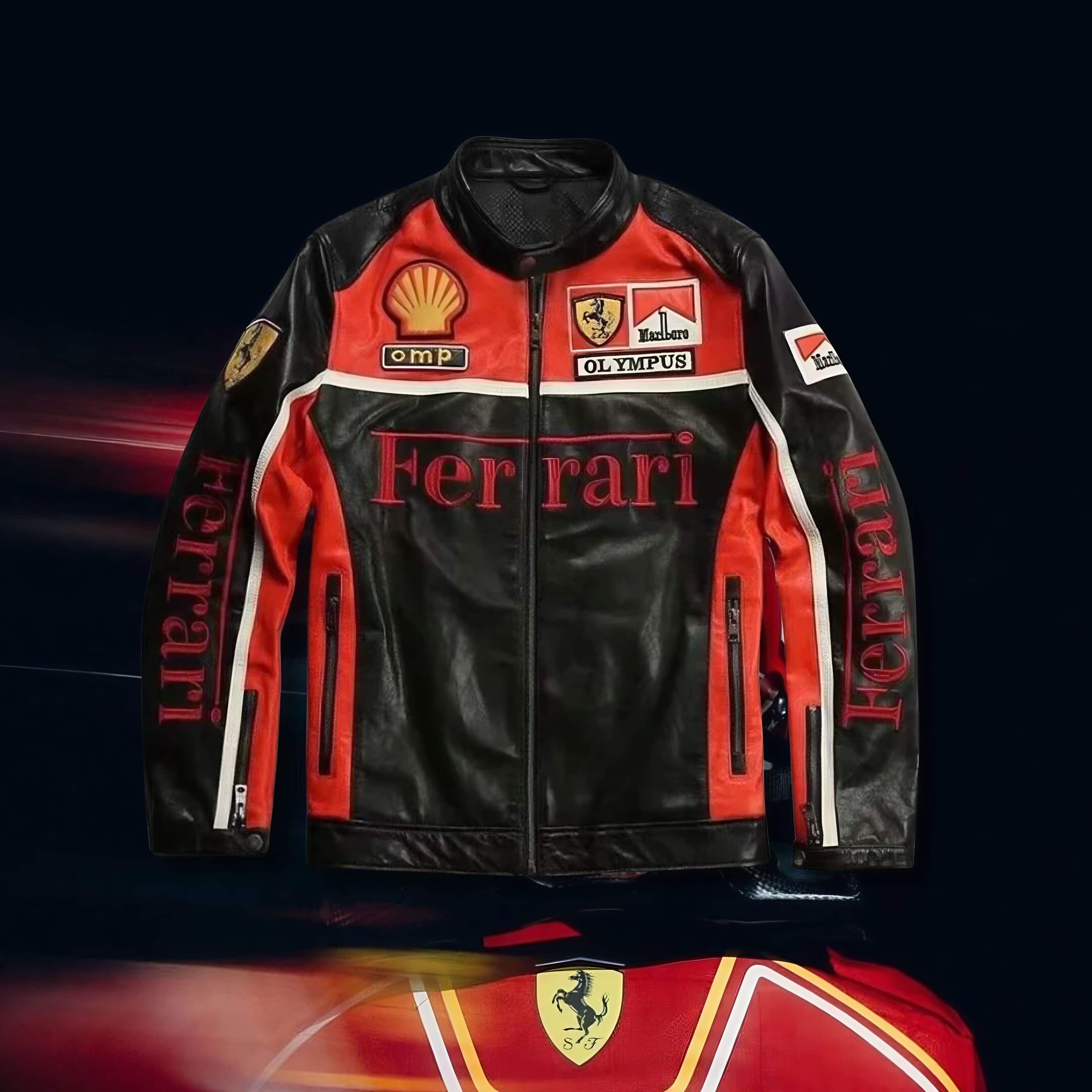 Jaqueta FERRARI F1 Vintage  Couro Black