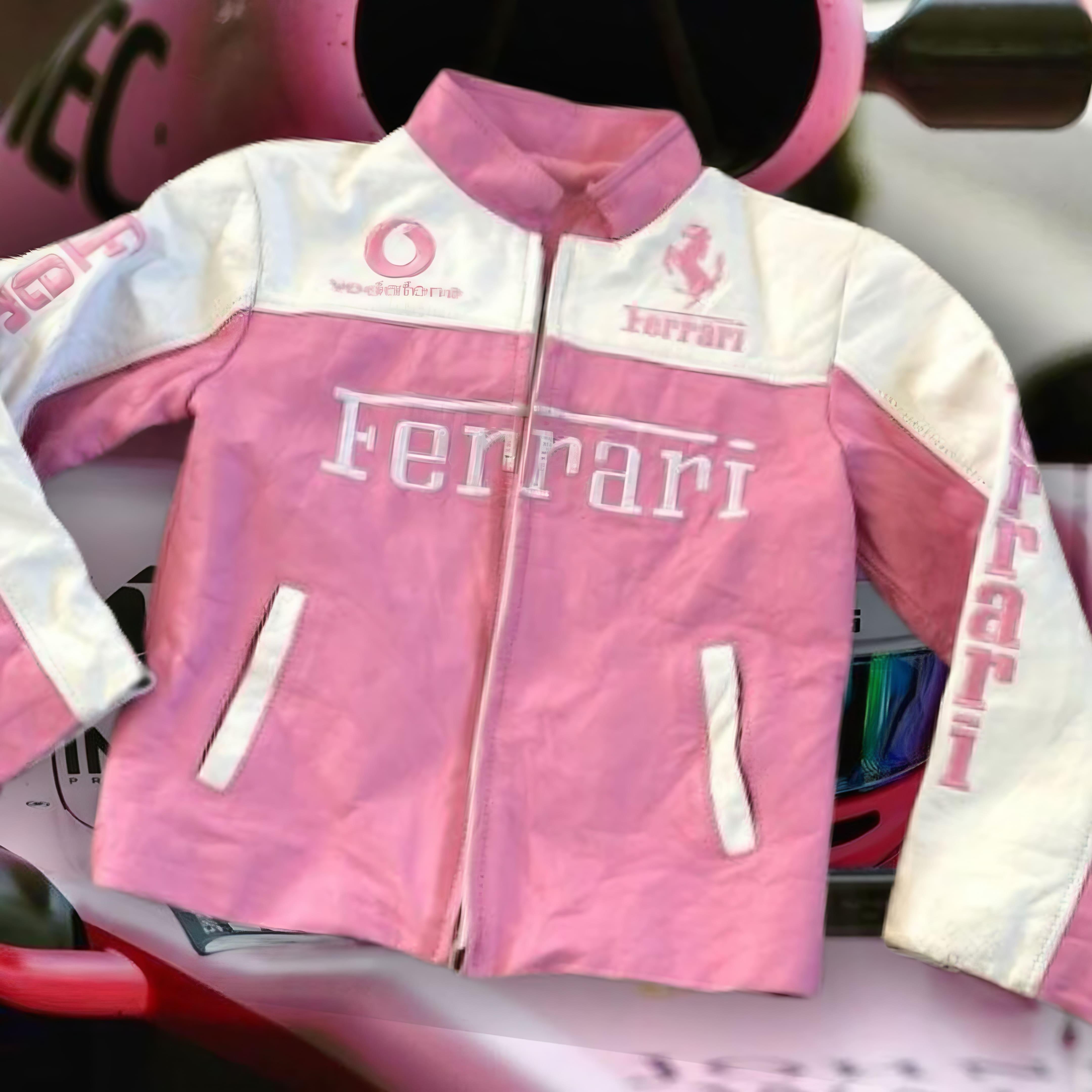 Jaqueta FERRARI F1 Vintage Couro Rosa